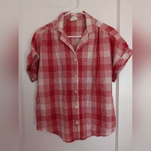 Vintage red and white check blouse